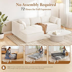 Vesgantti 106" Cloud Couch Sectional Modular Sofa, Deep Seat Comfy Cloud Couch Chenille Memory Foam Sofa Modular Couches for Living Room Bedroom, No Assembly Required (Beige, Left-Facing Chaise)