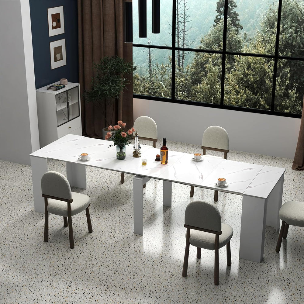 JOYSOURCE Extendable Dining Room Table for up to 12 People 20-119 inch Adjust...