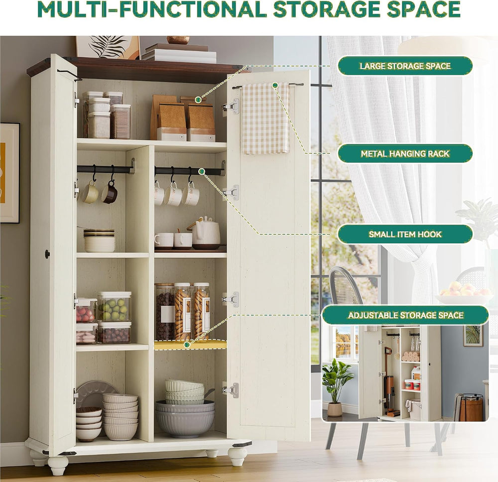 YITAHOME 67" Kitchen Pantry Cabinet, 4 - Tier Cupboard with Adjustable S...