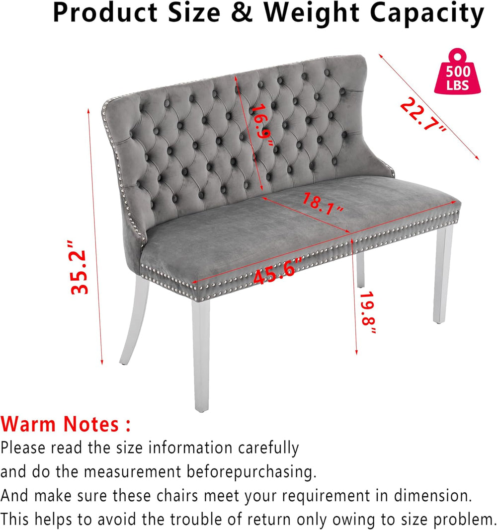 Upholstered Dining Bench with Back Tufted Settee Benches Small Loveseat Sofa ...