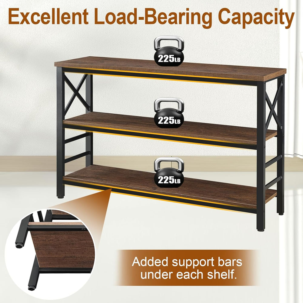 Hombazzar 3-Tier Sofa Table,Console Tables for Entryway,Brown 47" | Stab...