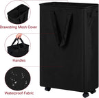efluky Slim Laundry Hamper with Wheels, Rolling Laundry Basket for Clothes, Small Laundry Basket for Bedroom, Dorm and Laundry Room, 60L (12.7 Gallons) Black