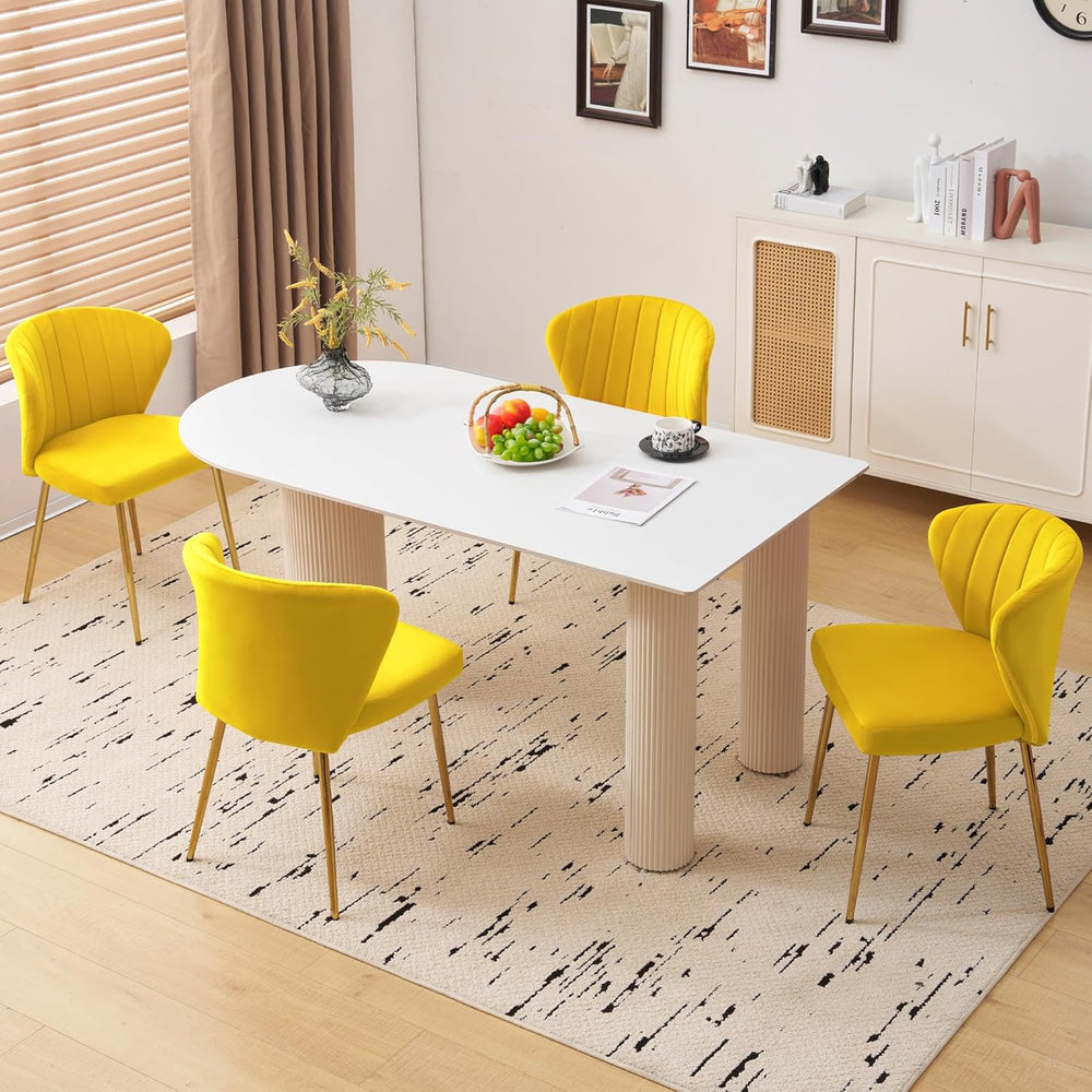 Velvet Dining Chairs Set of 2, Modern Upholstered Vanity Chairs with Golden M...