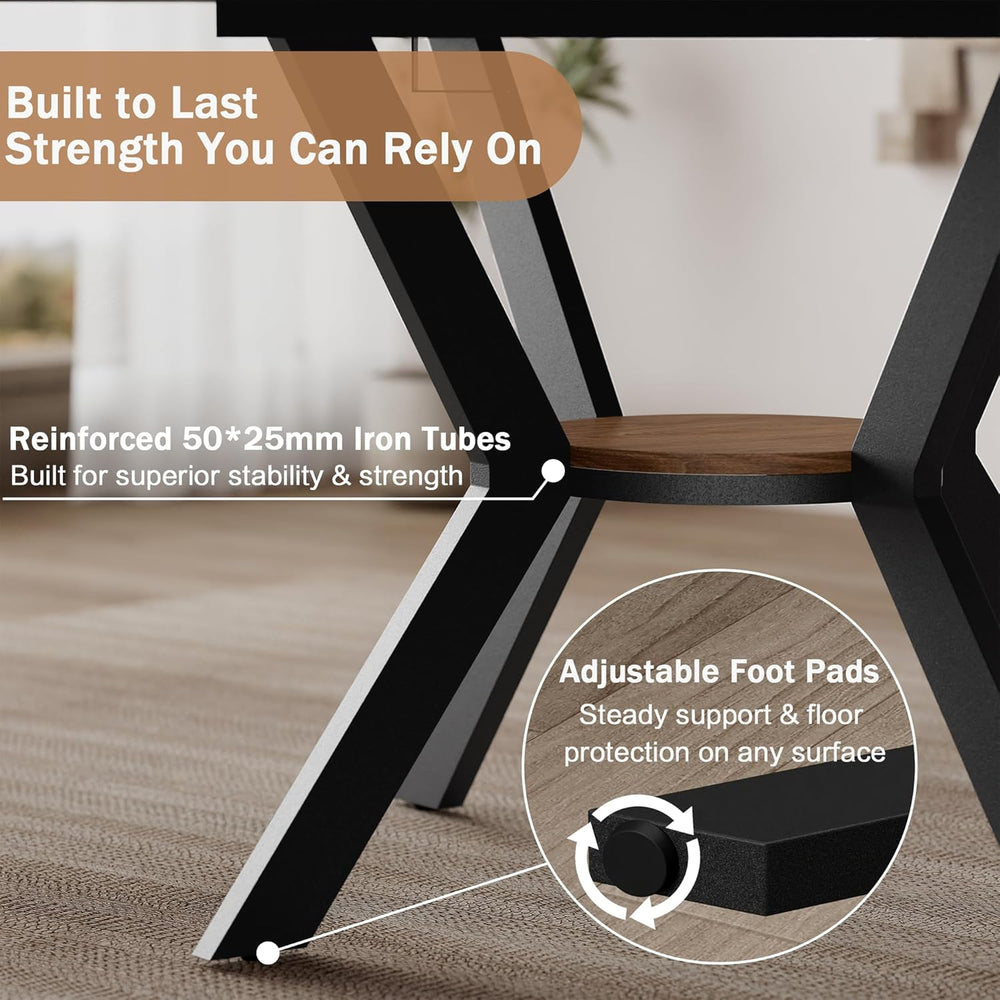 42"-58" Extendable Round Dining Table for 4-6, Kitchen Oval Table w...