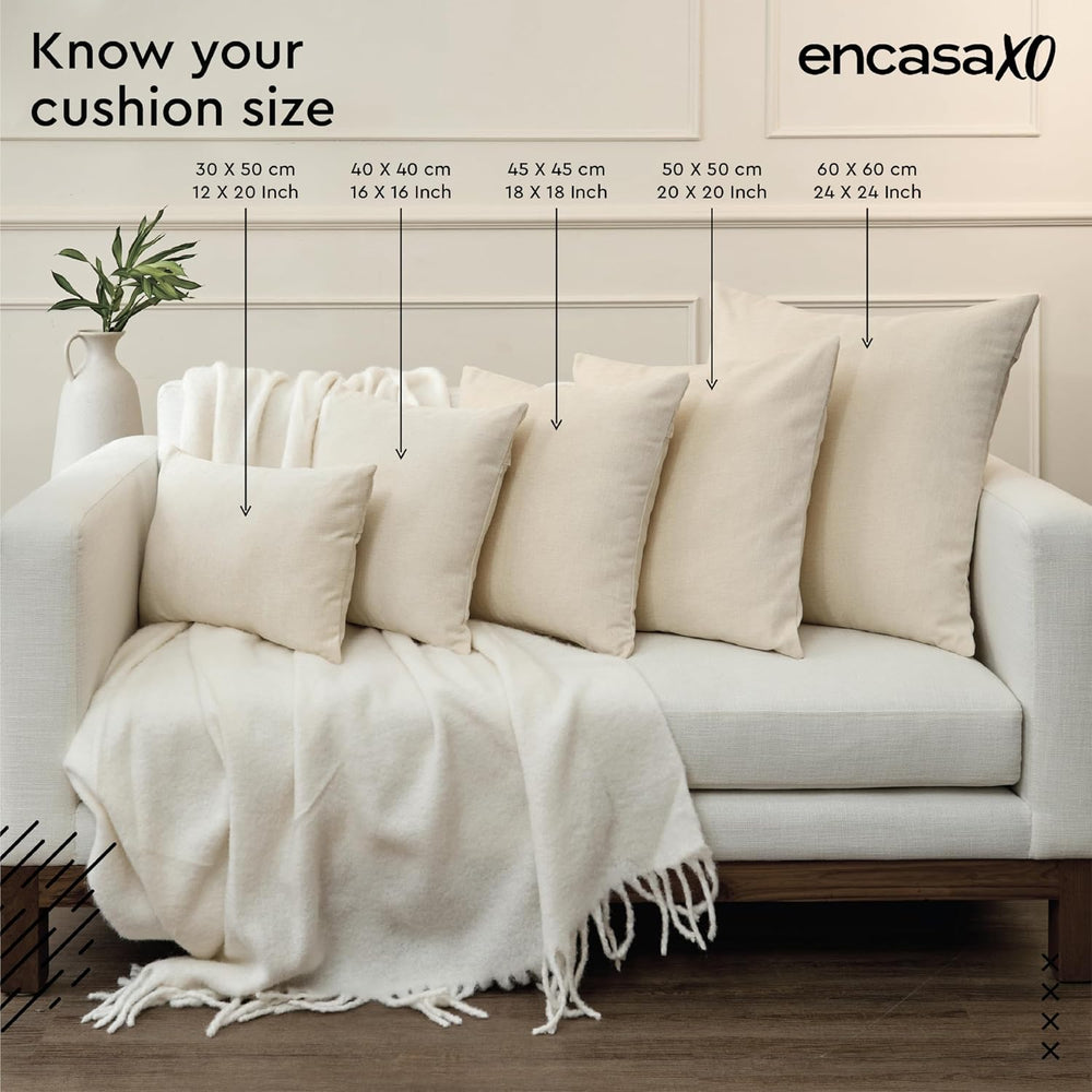 Encasa XO Throw Pillow Covers, Cotton, No Inserts 24"x24"