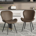 Nalupatio Dining Chairs Set of 2, Modern Dining Room Chairs Comfy Backrest Thick Upholstered Kitchen Chairs 19IN Height with Metal Legs Coffee（Pu Leather）