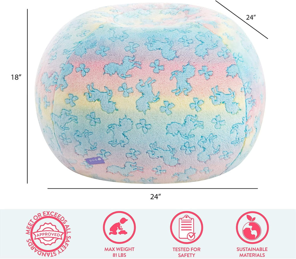 Idea Nuova Nickelodeon JoJo Siwa Embossed Faux Fur Round Bean Bag Chair for Kids,24"x24"x18"