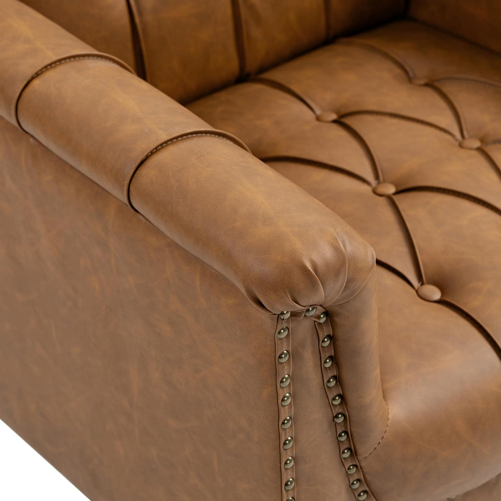 PU Leather Accent Chairs Set of 2, Comfy Club Chair Upholstered Armchair for ...