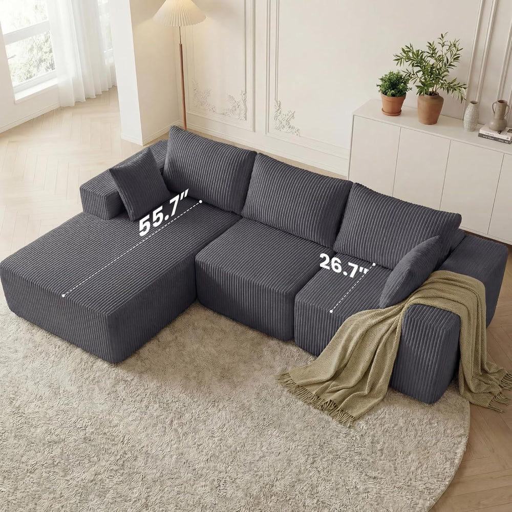 DUMOS 105" L-Shaped Sectional Couch, Left Facing Chaise | Upholstered Co...
