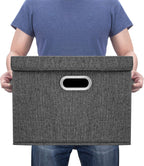 TYEERS Large Storage Bins with Lids, Collapsible, Washable, Fabric Storage Boxes for Organizing, 17.3x11.8x11.4 inches, 2 Pack, Black