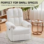 Korser Recliner Chair, Swivel Rocker Recliner Chair for Adults, Small Recliners for Small Spaces, Upholstered Manual Recliner with Side Pockets, Nursery Rocking Chair for Living Room, Chenille, Beige