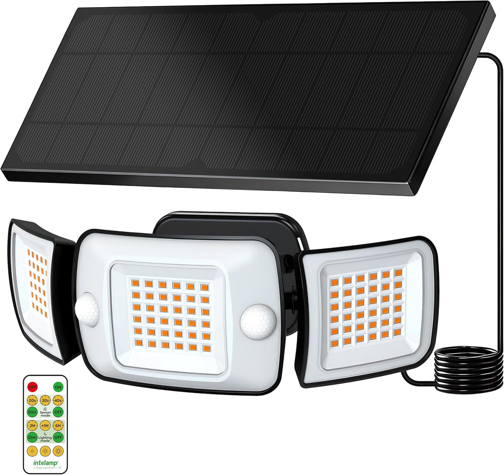 intelamp Outdoor Solar Flood Motion Sensor Light 6000mAh 3000K