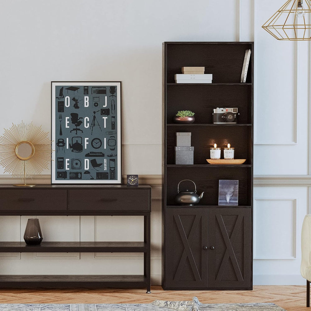 IRONCK Industrial Bookshelves and Bookcases with Doors Floor Standing 6 Shelf...