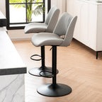 Rowill Bar Stools Set of 2 Modern Counter Height Barstools Swivel Adjustable Faux Leather Bar Chairs for Kitchen Island with Back and Metal Base, Gray