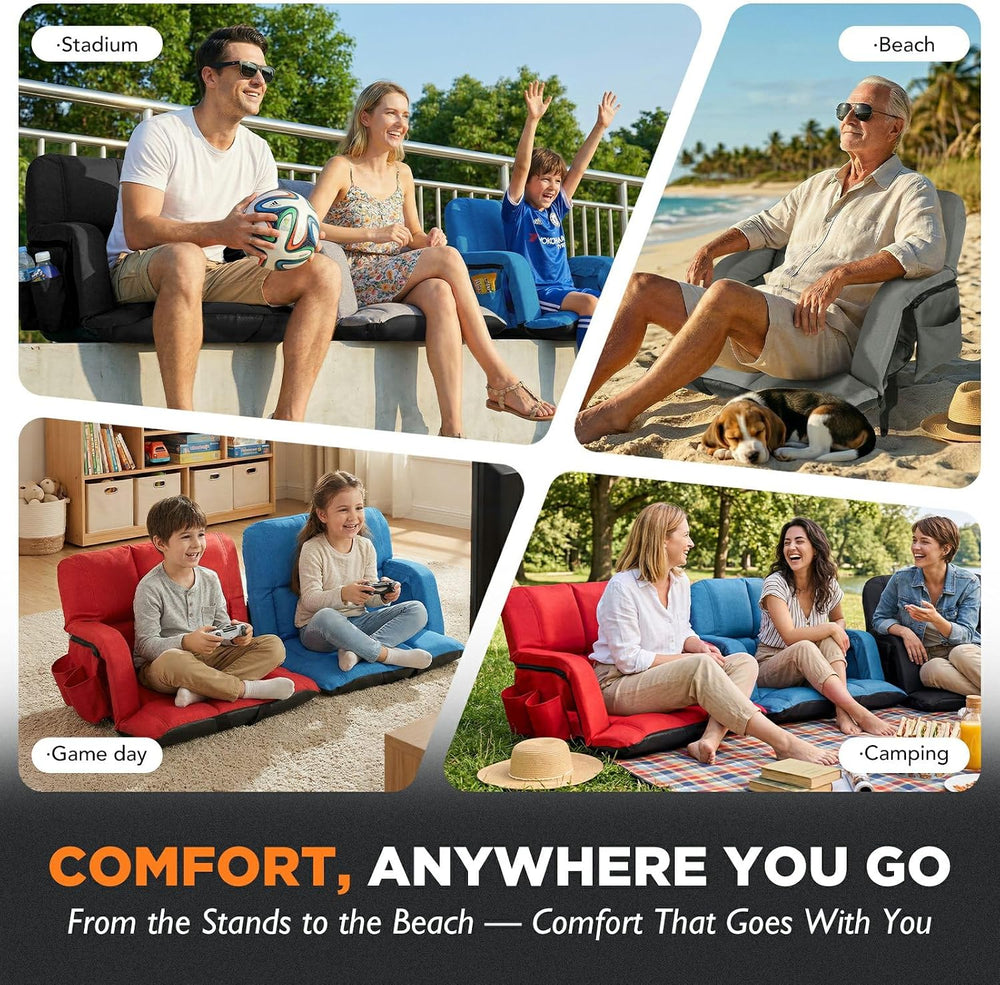 Stadium Seats with Back Support 2 Pack, 12-Grid Ergonomic 4.7" Thick Ble...