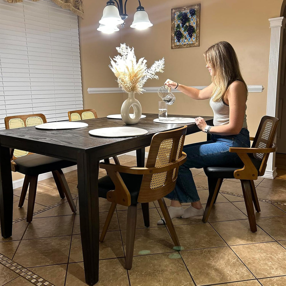 Walnut Dining Chairs - Swivel Rattan Dining Chairs with Bentwood Frame with E...