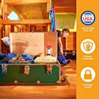 Rhino Classic Camp & College Trunk with Wheels, Footlocker, Dorm Storage | 30"L x 17"W x 13"H, 1500+ lb Capacity, Baltic Birch Plywood, Nickel Plated Steel, Lockable, College Dorm, Summer Camp