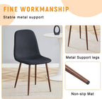 Extendable Dining Table Set for 8, 63-79 Inch Brown Kitchen Table Set with 8 Black Linen-Cotton Chairs with Walnut Metal Legs,Wood Storage (Table + Black Walnut Chairs, 1 Table + 8 Chairs)
