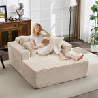 54.3"W Oversized Chaise Lounge Chair Indoor, Boneless Corduroy Sleeper Sofa Bed with 4 Pillows, Armrests, Comfy Fluffy Reading Couch, No Assembly Required Cloud Sofa for Living Room, Bedroom, Office