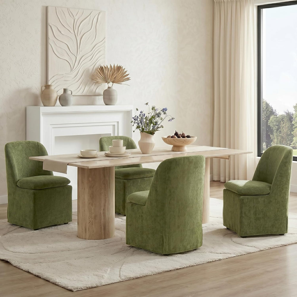 KISLOT Upholstered Dining Chairs Set of 2 with Hidden Casters, Modern Kitchen...