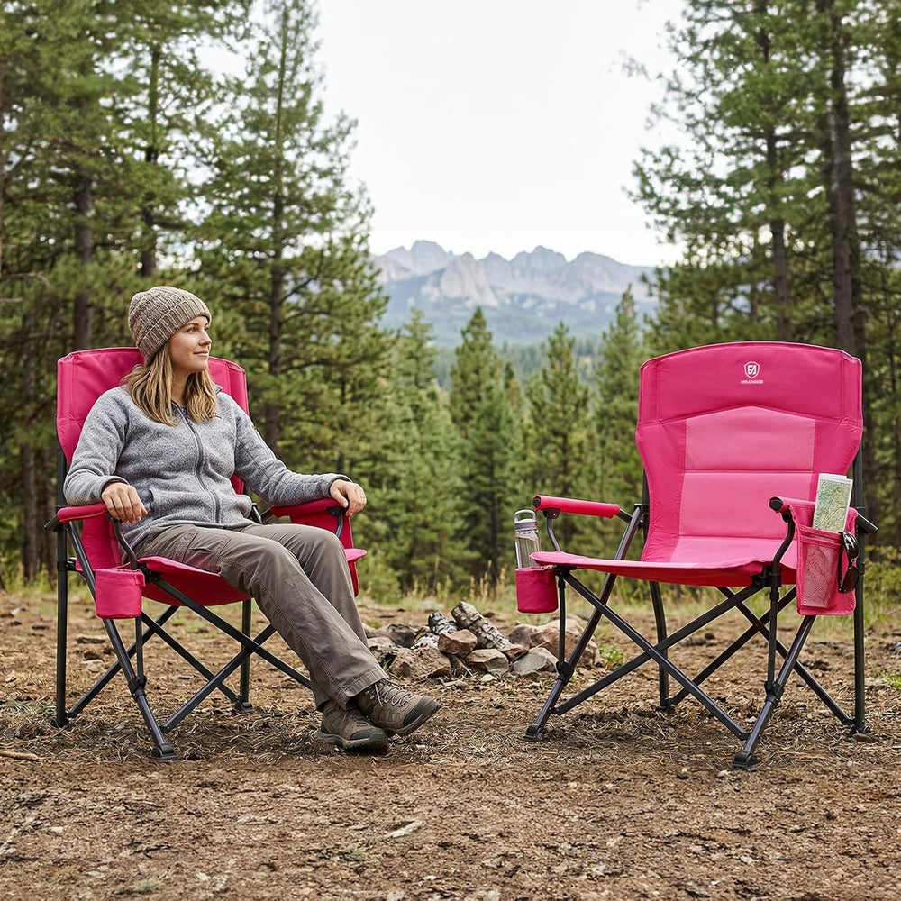 EVER ADVANCED Oversized Folding Women Camping Chair, for Adults Heavy Duty La...