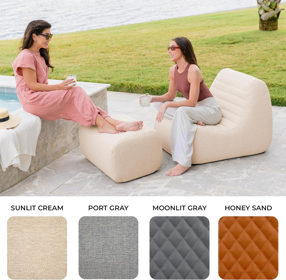 Big Joe Solvana Outdoor Ottoman, Performance Linen Weather-Resistant Fabric, ...