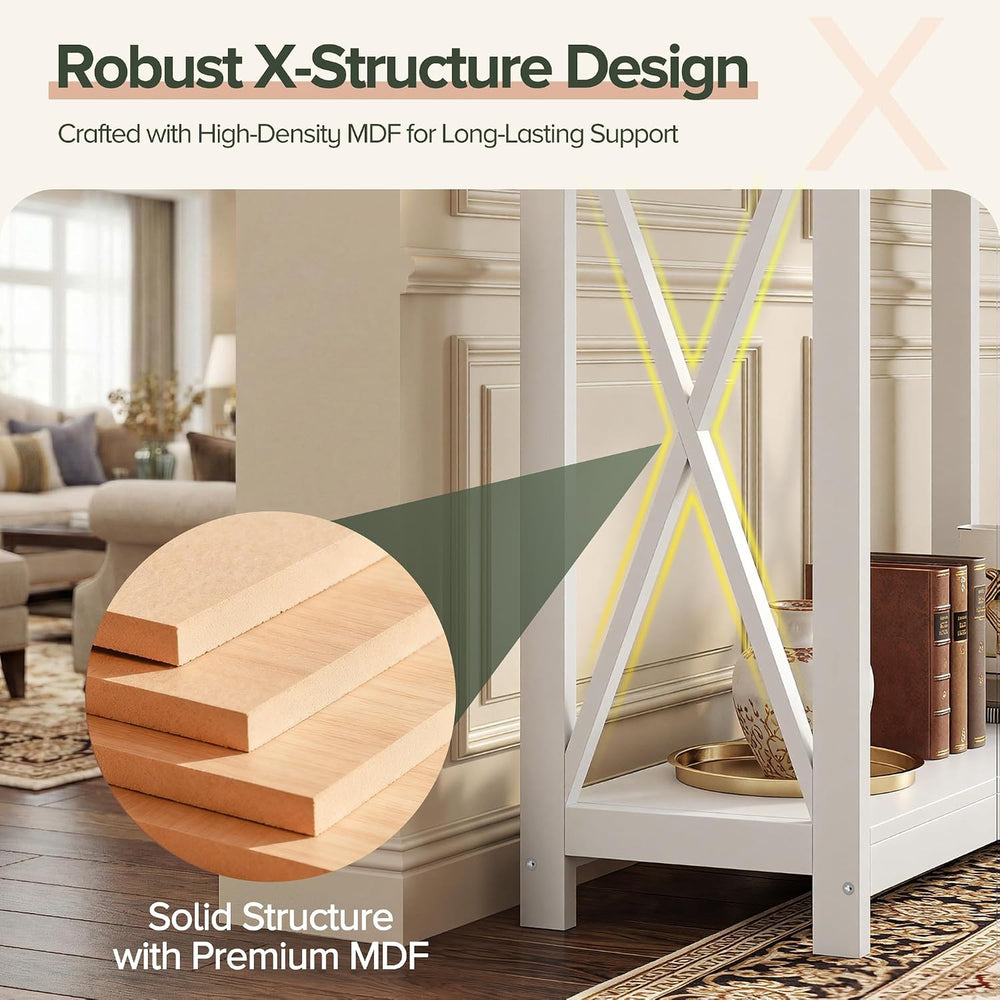 ZenStyle Sofa Side Console Table with 2 Storage Shelves Narrow Accent Table f...