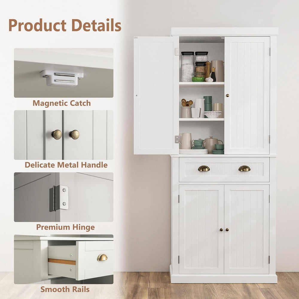 72" Kitchen Pantry,Tall Storage Cabinets with Doors and Shelves,Freestan...