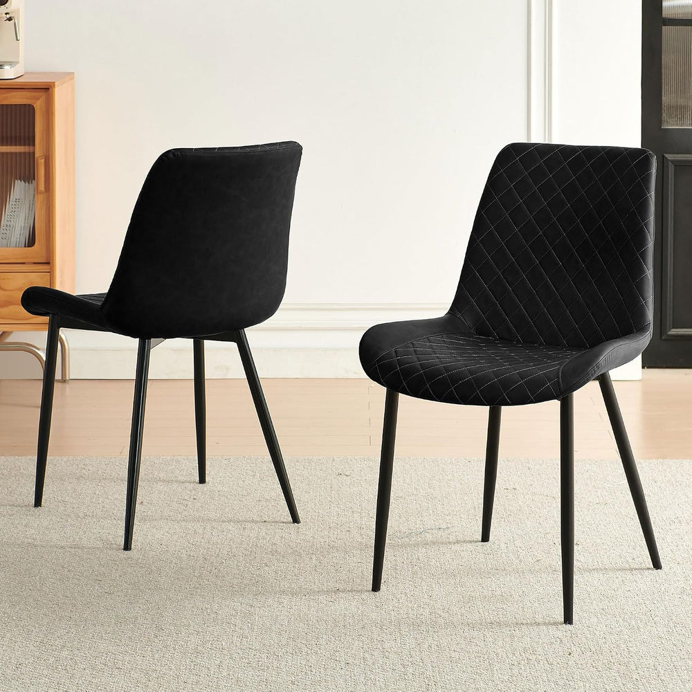 PU Leather Dining Chairs Set of 2, Modern Armless Dining Room Chairs, Comfy U...