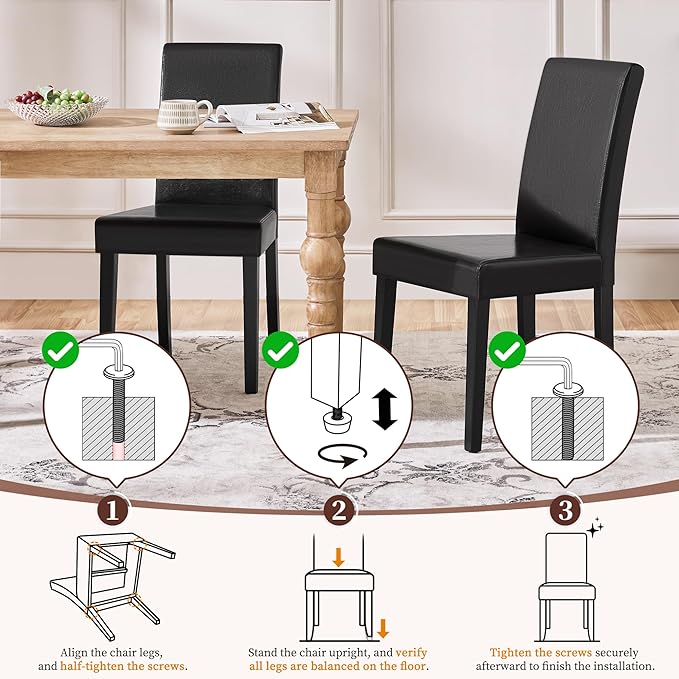 Yaheetech Dining Chairs Set of 2 Faux Leather Modern Dining Room Chairs with ...