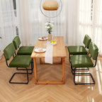 ONEVOG Mid Century Modern Dining Chairs Set of 4, Green Velvet Kitchen Chairs with Tufted Backs, Upholstered Wide Seat, Armless Cantilevered Chairs with Metal Legs for Kitchen Living Room