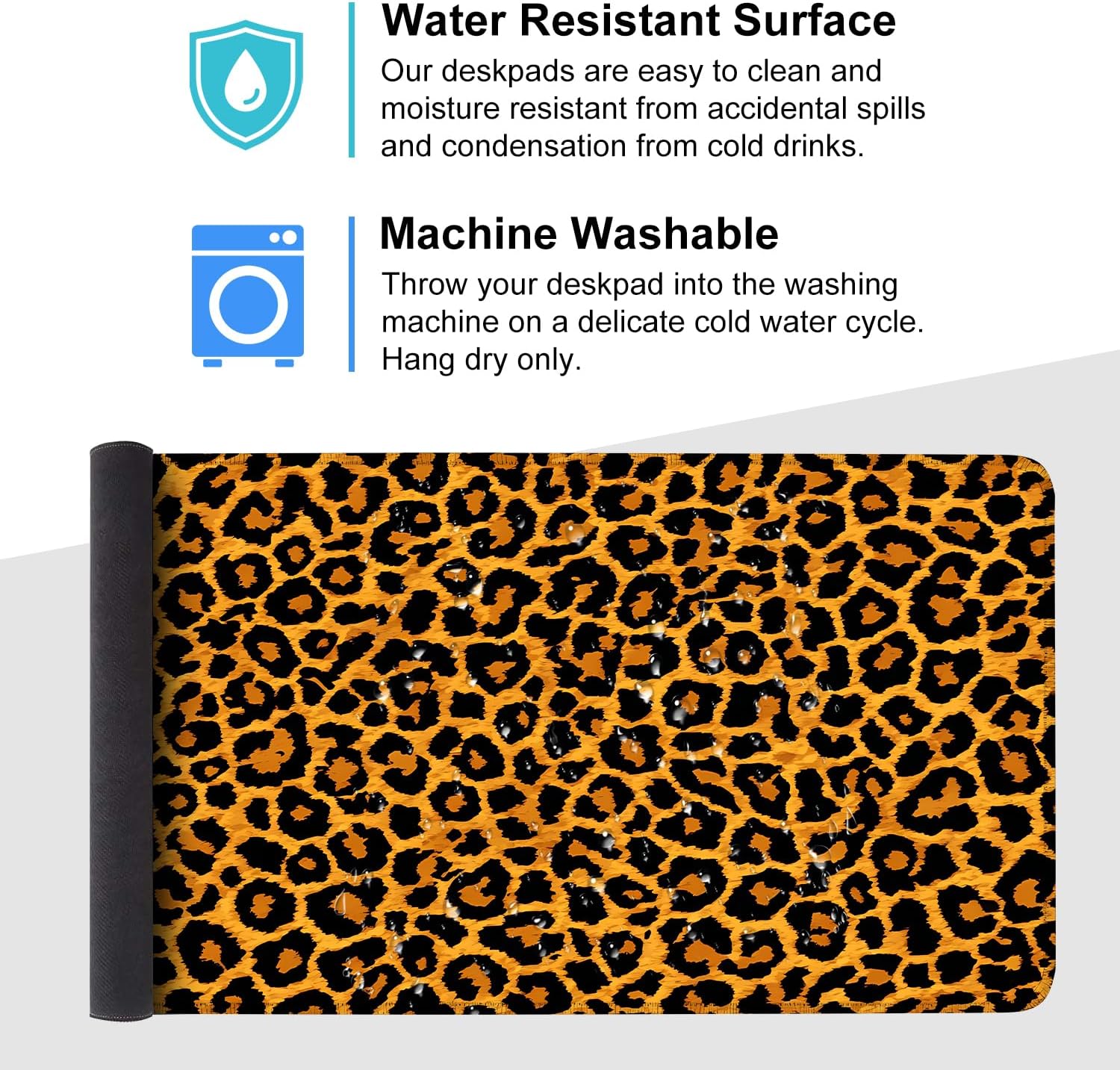 Leopard Print Mouse Pad – Large Extended Desk Mat 35.43 x 15.75 in – Bold Cheetah Animal Pattern, Non-Slip Rubber Base, Waterproof Surface, Fashionable Keyboard & Mouse Pad for Office, Home, or Gaming
