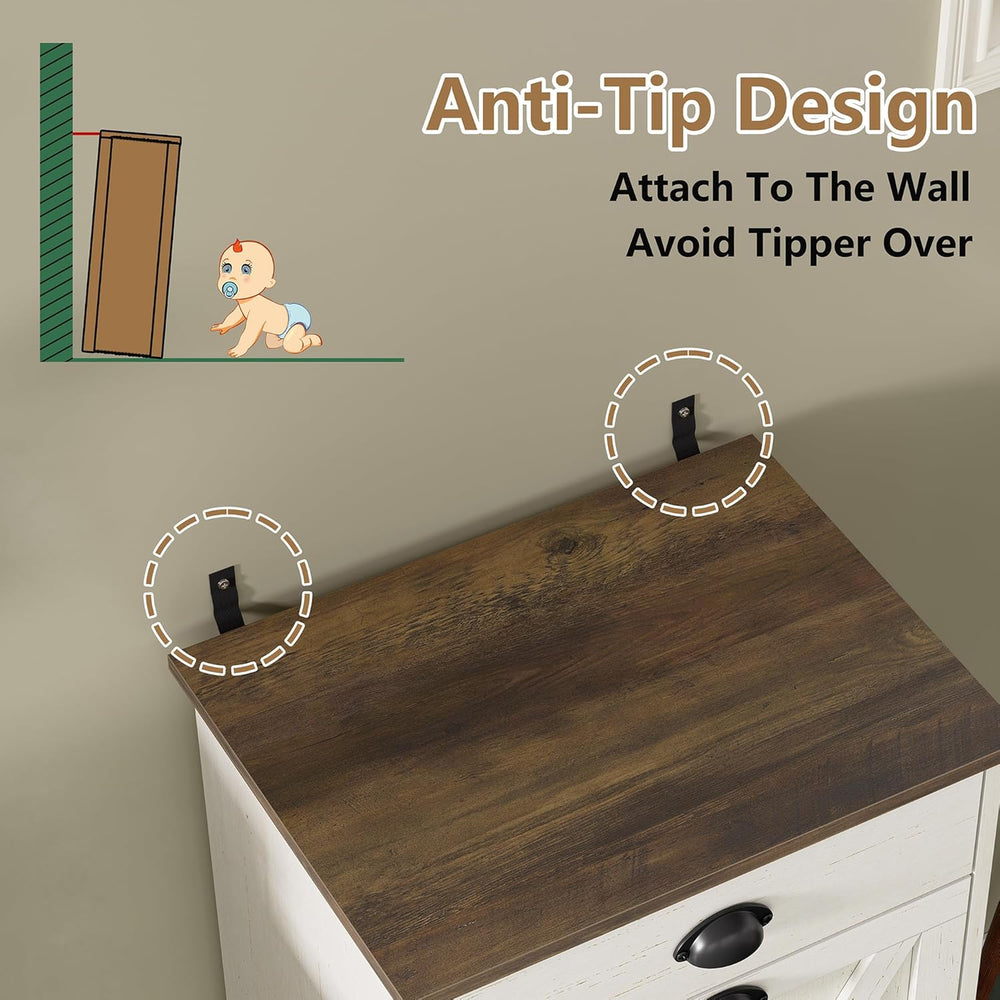 Furniouse Single Tilt Out Trash Can Cabinet with Drawer, 10 Gallon Wood Garba...