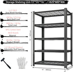 Storage Shelving Unit Heavy Duty Garage Shelves 5-Tier Metal Organizer Utility Rack 2750LBS for Kitchen Pantry Basement Pantry Warehouse Laundry Black 72" H x 35" W x 16" D