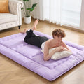 Japanese Floor Futon Mattress Twin Size, 25D High Density Support Foam, 4" Thicken Foldable Mattress Tatami Mat Sleeping Pad Suitable for Camping, Guest Room, Purple 39"x 80"