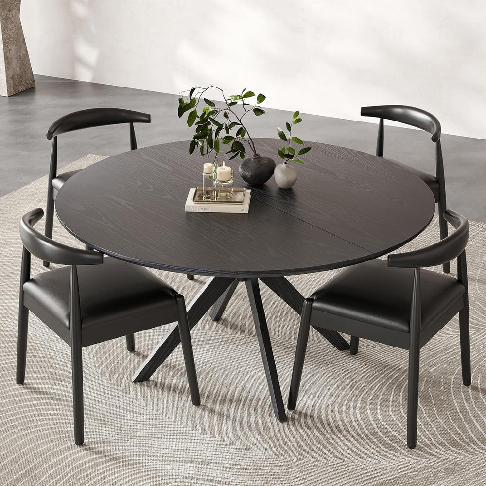 Round Dining Table for 4, Kitchen Table with Intersecting Pedestal Base, for ...