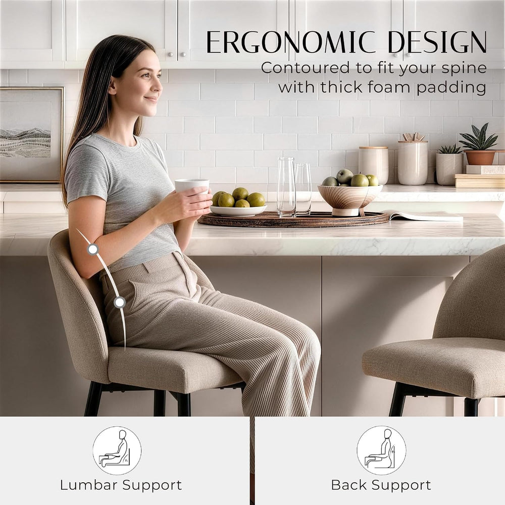 Zerel's Home 26" Counter Height Bar Stool Set of 2,Linen Fabric Upho...