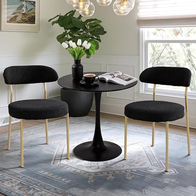 SoarFlash Kitchen Table and Chairs for 2, 24" Dining Table Set for 2 with Velvet Upholstered Chairs, 3 Piece Round Kitchen Table Set, Dining Room Table Set for Small Space, Apartment
