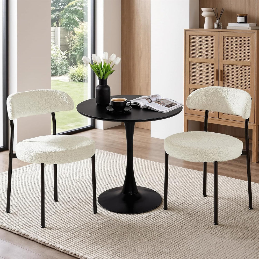 24" Small Round Kitchen Table Set for 2 with Velvet Upholstered Chairs