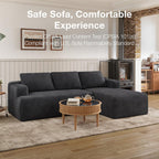 Novilla L-Shape Sectional Couches for Living Room with Smarts Coil® Support, 3 Seater Sectional Sofas for Living Room Bedroom, Corduroy Cloud Couch Sectional, No Assembly(Dark Grey, Right Hand Facing)