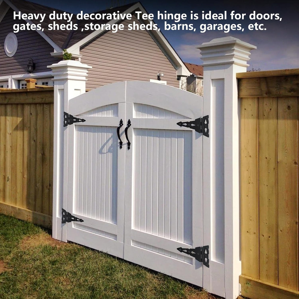 HOME MASTER HARDWARE 8" Heavy Duty Gate Hinges, 4 Pack T Strap Hinges