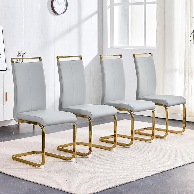 AZmac Modern Leather Dining Chairs Set of 4,Armless Kitchen Chairs,Dining Roo...
