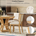 Ball & Cast Retro Dining Table Set for 4 with 4 Upholstered Chairs,5-Piece Wooden Living Room Furniture W/ 42" Round Extendable Kitchen Desk,for Small Space,Apartment,Dining Room,Natural