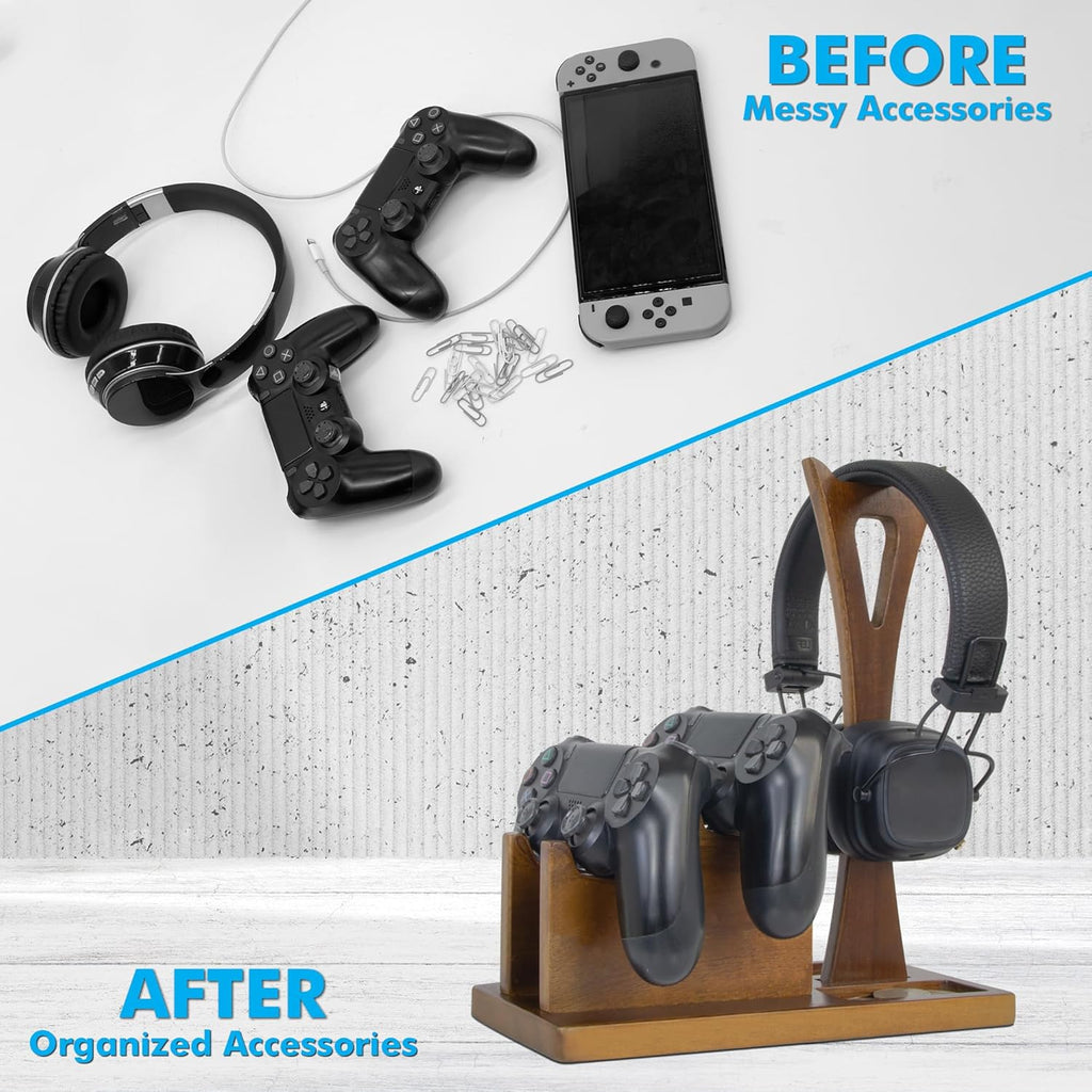 Game Controller Holder Gifts for Gamers to Organize Gaming Accessories & Headphone Holder, Unique Gamer Gifts Headset Stand Controllers Holders, Stylish Controller Stand Gaming Equipment