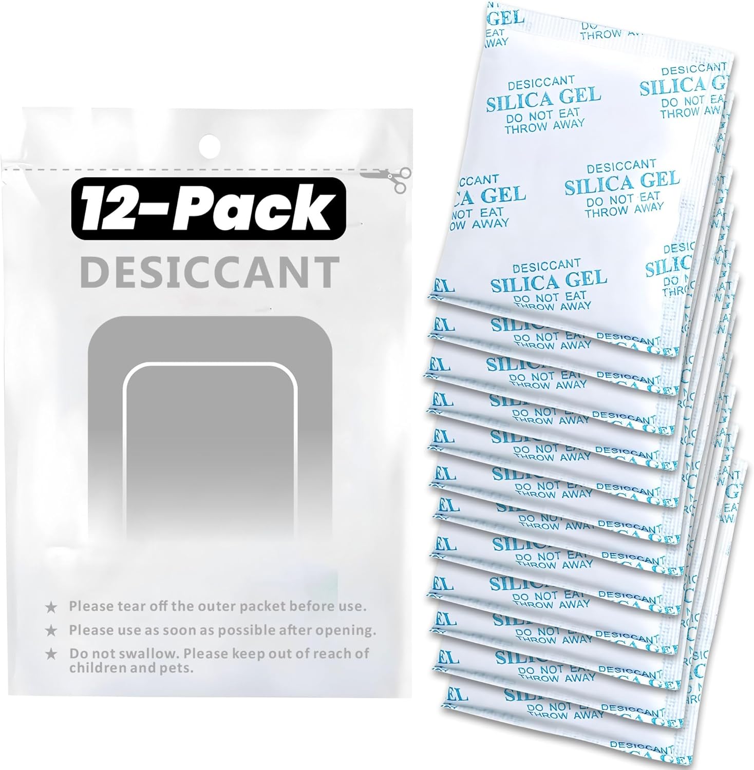 Pet Food Desiccant Bag, Replaced Desiccant for Automatic Cat dog Feeders, Keep Cat Food Dog Dry and Fresh- 12 Packs