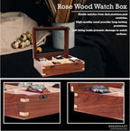 Wooden Watch Box for Men & Women, Watch Organizer & Display Case, Premium Long-Lasting Watch Holder for Storage, Elegant Gift for Watch Collectors (Glass Top, 8 Slots)