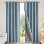Joydeco Blackout Curtains for Bedroom - 72 Inch Long 100% Light Blocking 2 Panels Sky Blue Drapes, Thermal Insulated Room Darkening Curtains, Linen Textured for Living Room, Rod Pocket & Back Tabs