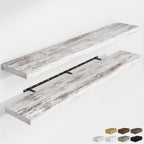 RICHFOCUS 72Inch Floating Shelves for Wall 2 Pack Shelves for Bedroom|Kitchen|Bathroom Wall Mounted Rustic Distressed Wood Floating Shelf with Invisible Brackets for Books|Storage|Decor, Rustic