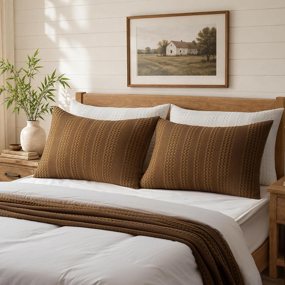 a moment Queen Pillow Shams Bamboo Pillowcases - Waffle Weave, Ultra Soft &am...