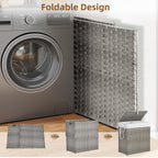 Woven Laundry Basket with Lid, Large Hamper with Removable and Machine-Washable Liner, Foldable Rattan Clothes Hamper, Sturdy Steel Frame, Odor Control, 90L Capacity, Dove Gray
